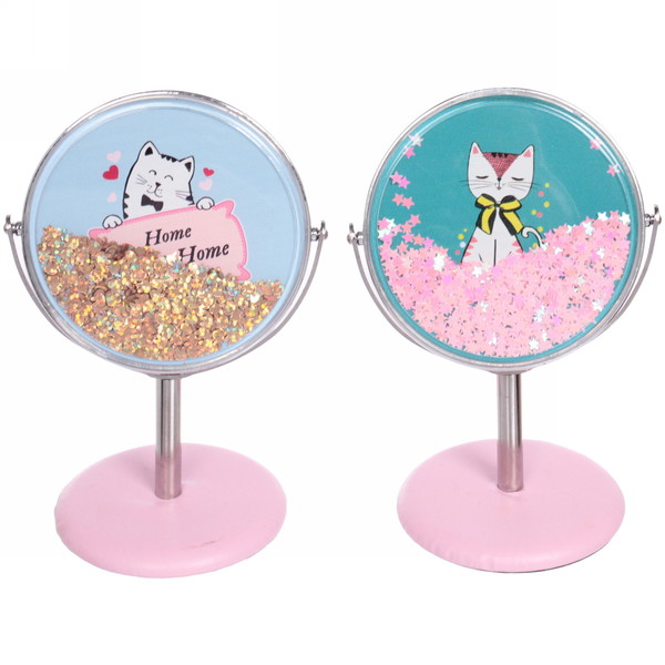 Зеркало настольное на ножке "Stylish image - Котик Пушок", круг, 8*14 см (картон. коробка)