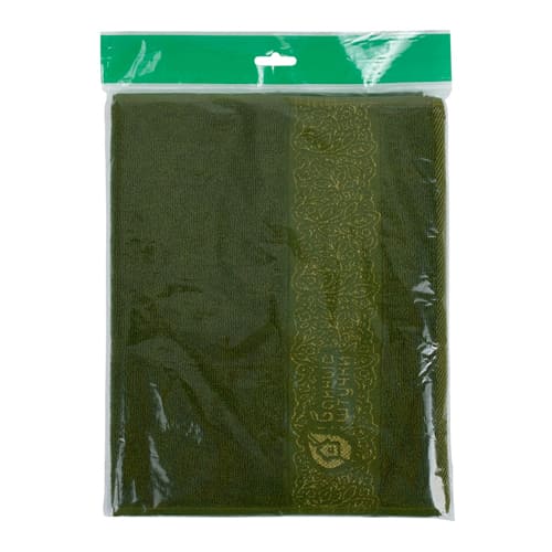 Махровое полотенце "Банные штучки" с золотой вышивкой 30*100 см, хаки