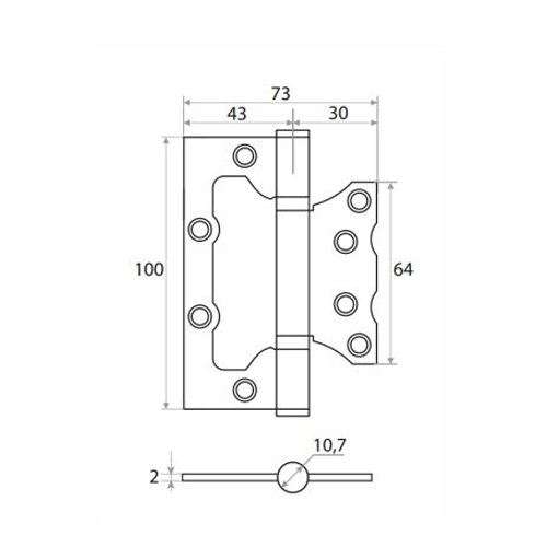 Петля накладная Vrata 100х75х2,0 без врезки, б/к, белый матовый