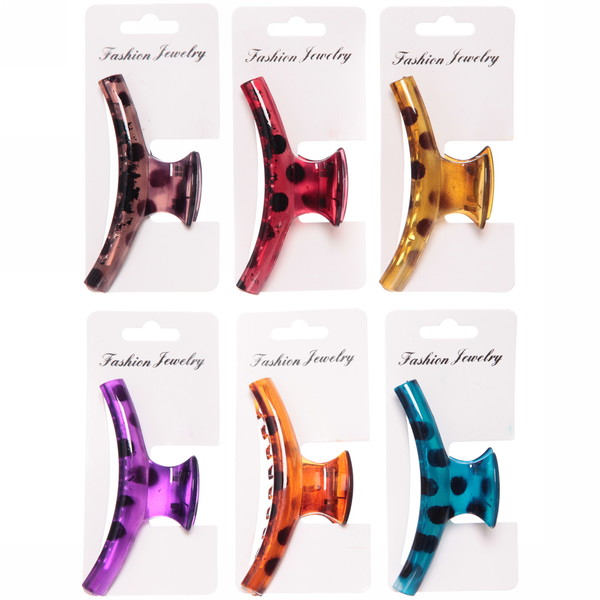 Заколка-краб для волос на блистере "Diana Collection - Rita", микс 6 цветов, 9.5см 