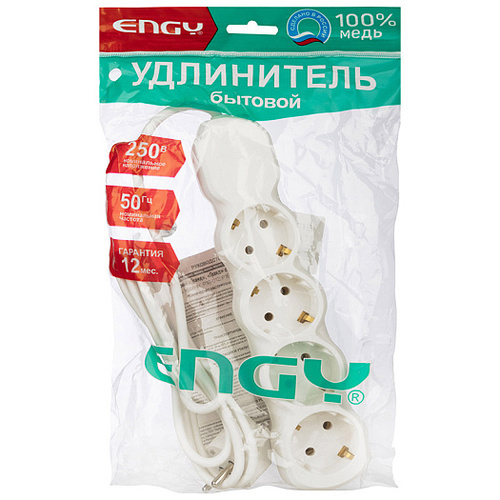 Удлинитель ENGY "Гранд" 1,7 м/4 розетки с заземлением (ПВС 3х0,75)