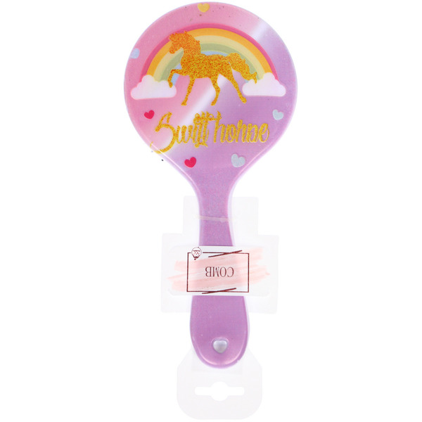 Расческа массажная круглая "ТВОИ МЕЧТЫ", микс 4 дизайна, 22*10см (PVC подвес)