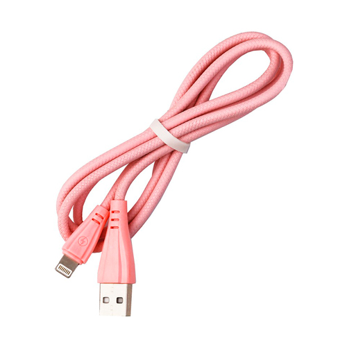 Дата-кабель Smartbuy 8pin кабель в резин. оплетке Gear, 1 м., <2А, розовый (iK-512RG rose)