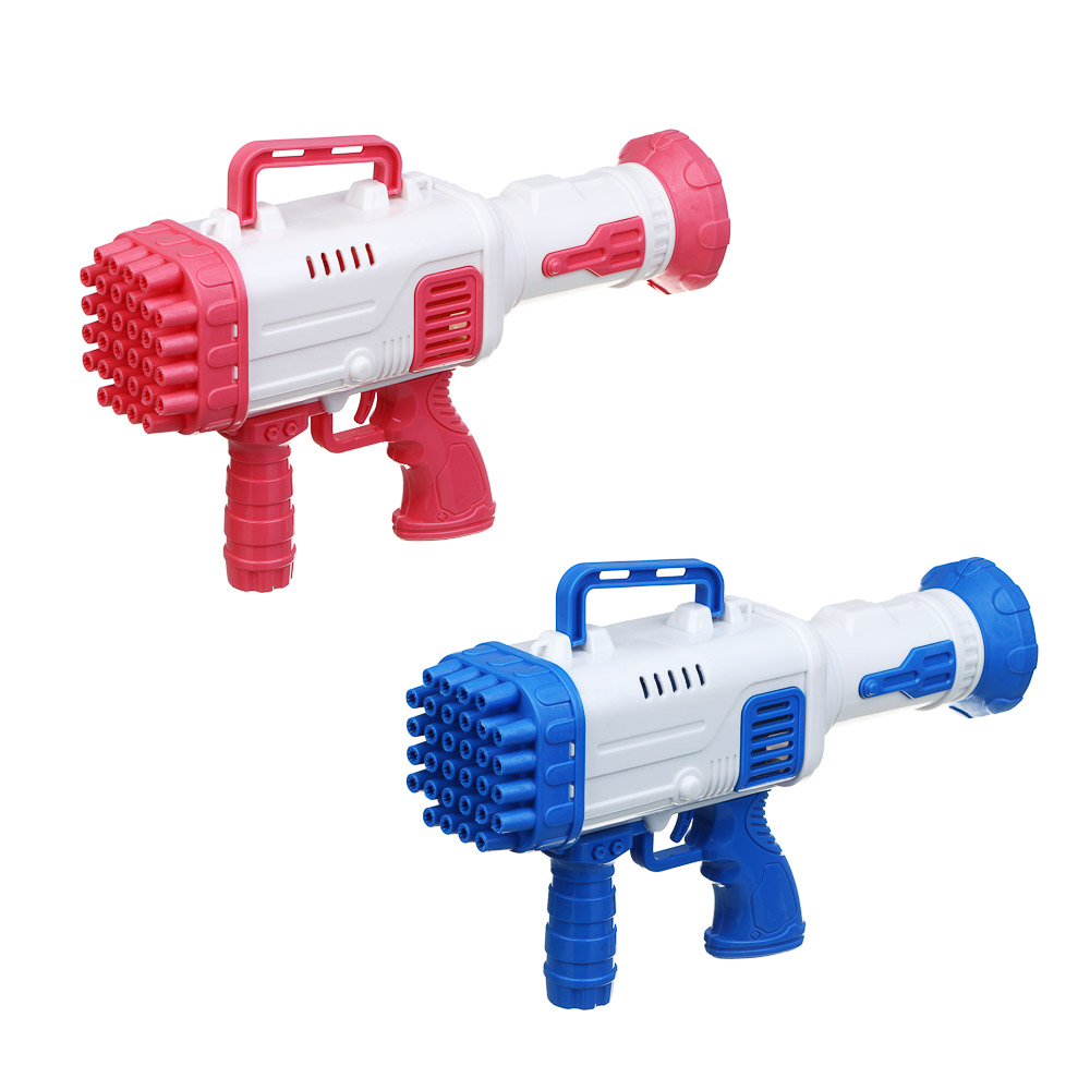 ИГРОЛЕНД Пулемет для мыльных пузырей, PP, 4хАА, 30мл, мыльный р-р, 25.5х7х14.5см, 2 цвета