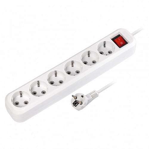 яяяУдлинитель 6-местн 2 м с выкл. и заземлением "Smartbuy" 16А/3,5кВт ПВС 3х1 мм² (1/)