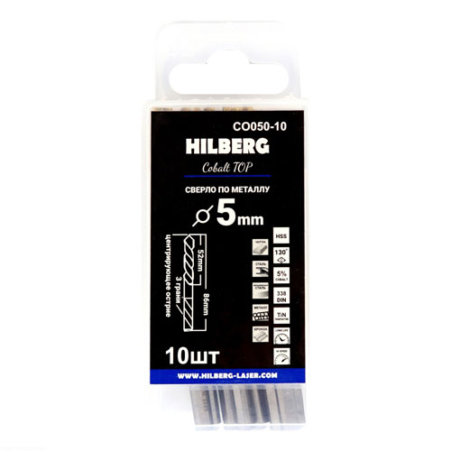 Сверло по металлу Cobalt 5% TOP5.0*86(52) мм, 10 шт