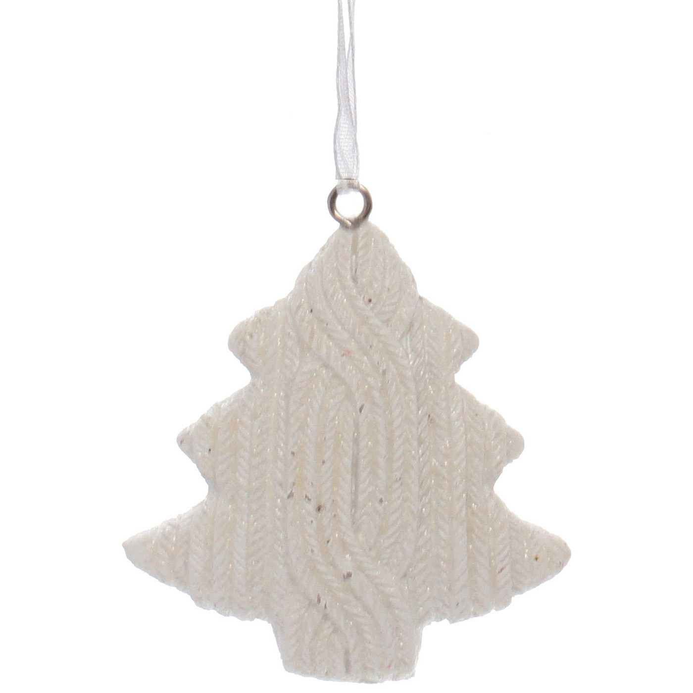 Украшение новогоднее подвесное "Вязаная ёлочка" 5,5 см,белый