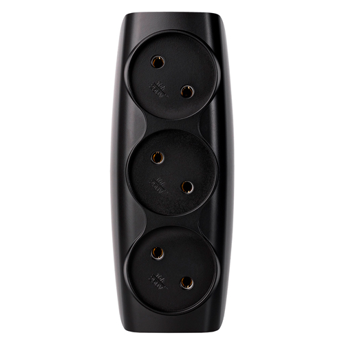 Разветвитель сетевой Тройник , 3 гнезда без заземления 10А 250B, черный (SBE-10-A04b-3)