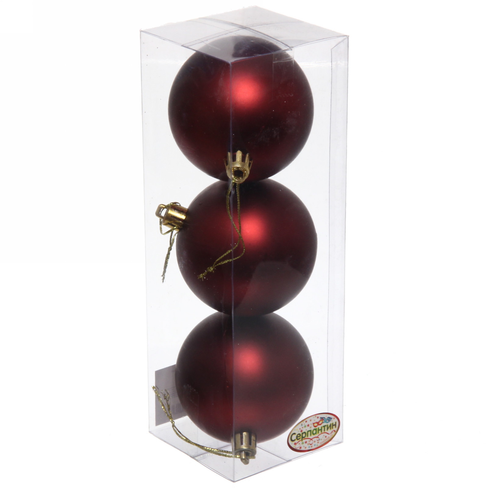 Новогодние шары 7 см (набор 3 шт) "Матовый", темный рубин