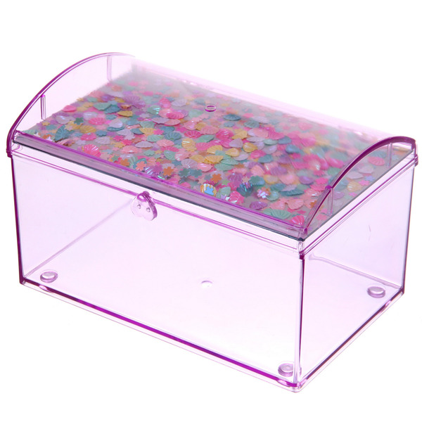 Шкатулка пластиковая с зеркалом "KiKi HAUS", сундучок, цвет сиреневый, 14.5*9.5*9см (в пакете)
