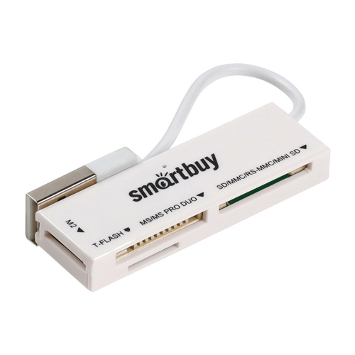 Картридер Smartbuy 717, USB 2.0 - SD/microSD/MS/M2, белый (SBR-717-W)