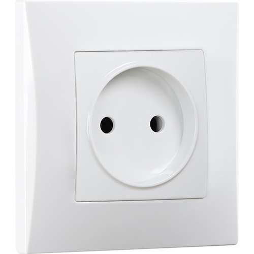 Розетка без заземления 10А белая "Вега" (SBE-08w-10-S1-N)
