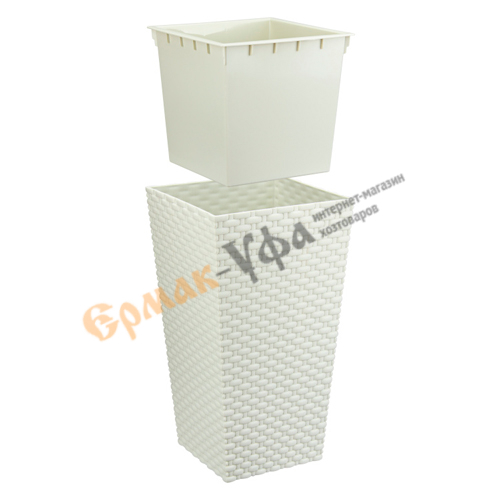 Горшок для цветов Ротанг 198х198х360мм Белый (1/10)