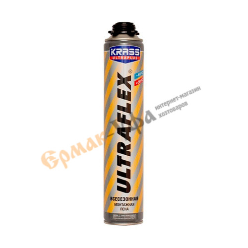 Пена монтажная KRASS ULTRAFLEX 0,7л от -10 до 30С, 950гр всесезонная под пистолет 12/16