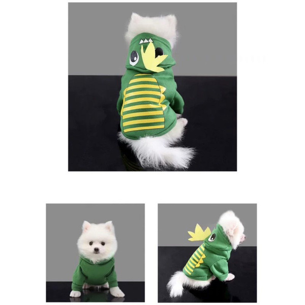 Кофта - толстовка с капюшоном для собак мелких пород "МОДНЫЙ БРО", динозаврик, размер XL (56*40*26см) Ultramarine