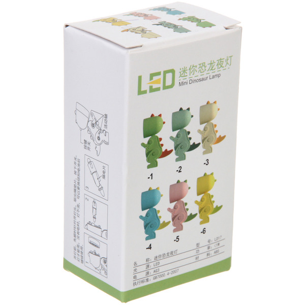 Настольная лампа "Sweet - Динозаврик" LED 5,1*3,6*9,8 см, батарейки AG3 0.2W, Желтый