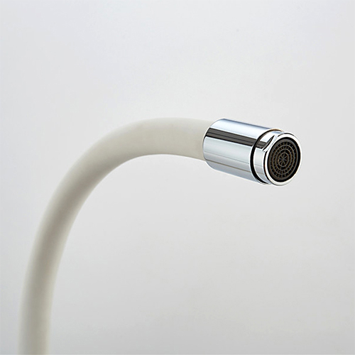 Смеситель для кухни LEDEME 4898-3 шар. белый силиконовый излив, 1/10