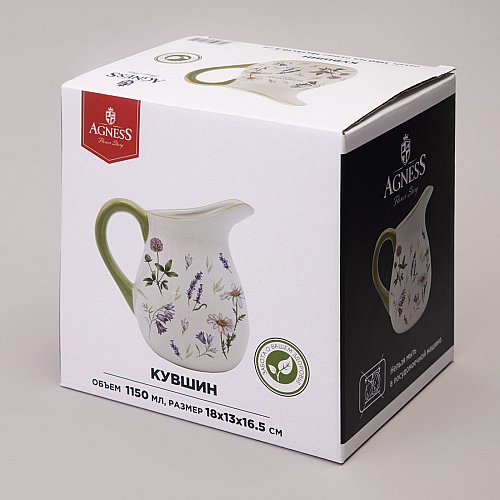 КУВШИН AGNESS, FLOWER STORY, 18*13*16, 5 СМ 1150 МЛ, КОР=16ШТ.