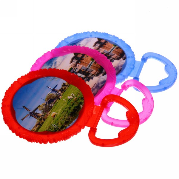 Зеркало настольное в пластиковой оправе "Ажурный кант" круг, подвесное, цвет микс, d-15см (Стикер на минивложение10шт)