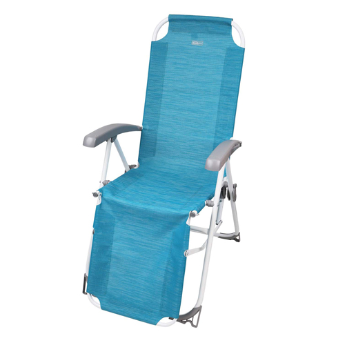 Кресло-шезлонг с подножкой складное (матрасик + подушка) HHK7, бирюзовый (сетка)