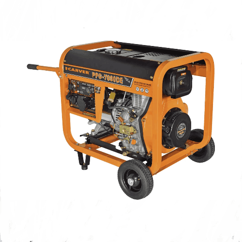Генератор CARVER PPG - 7000 DE дизель, LT-186FA, 5,0/5,5 кВт, 220В, бак 12.5л, колеса, медь