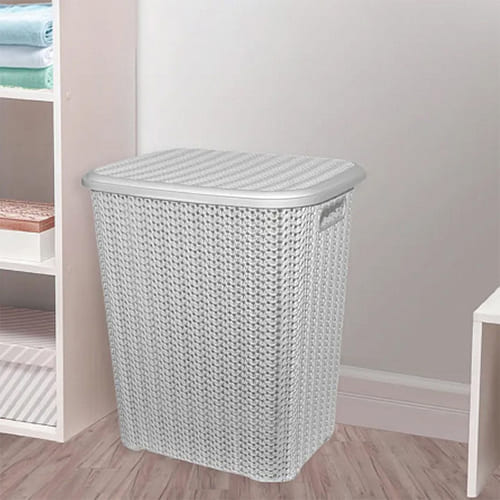 Корзина для белья 60 л Вязь VIOLET V206006, белая