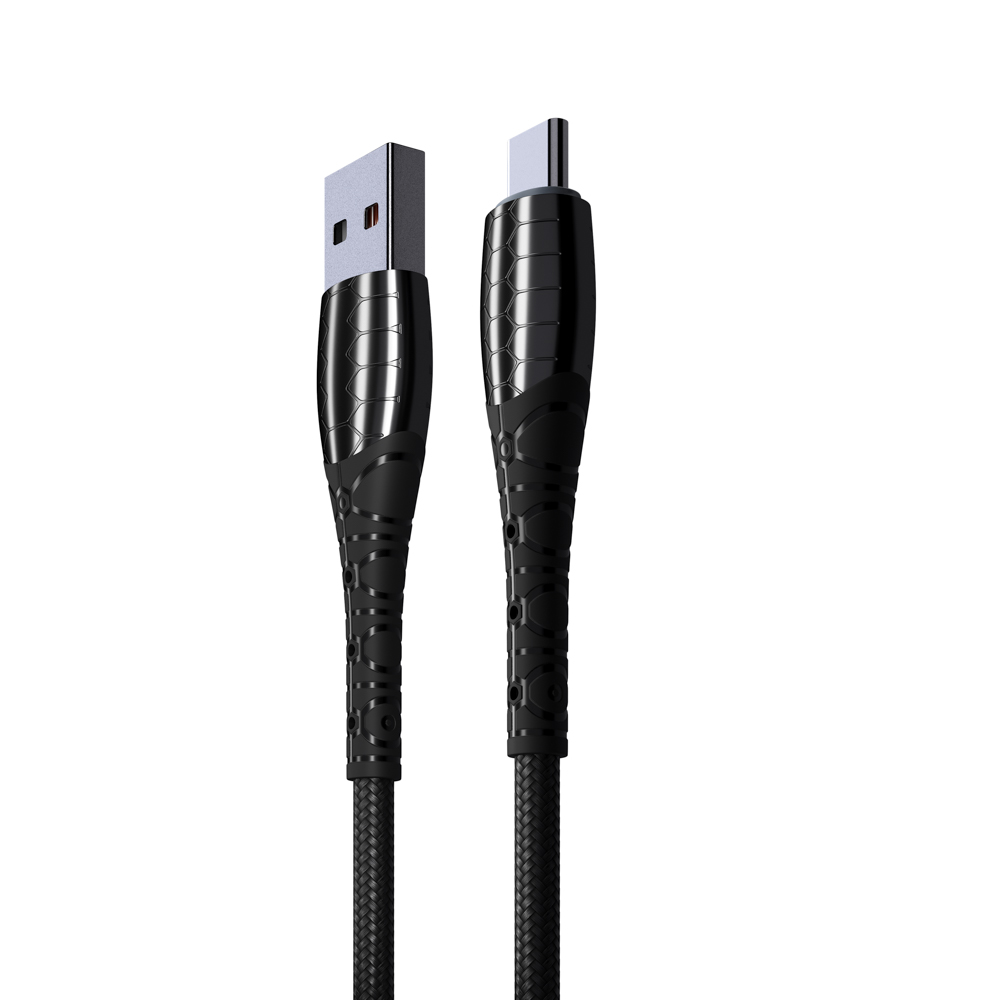 BY Кабель для зарядки Богатырь Type-C, 1м, Быстрая зарядка QC3.0, штекер металл, черный