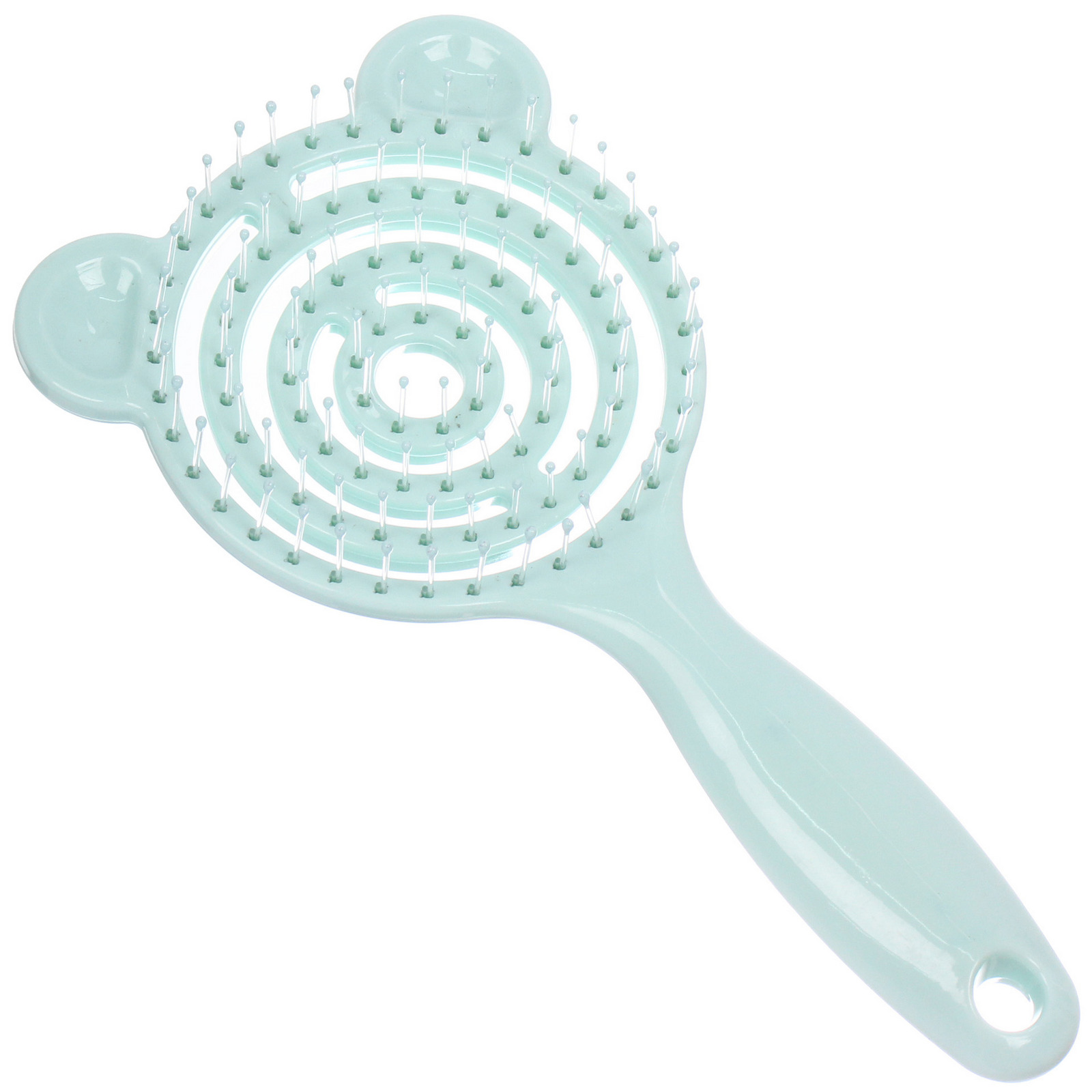 Расческа массажная продувная с ушками "Ушастик", цвет салатовый, 9*20см (Ultramarine блистер)