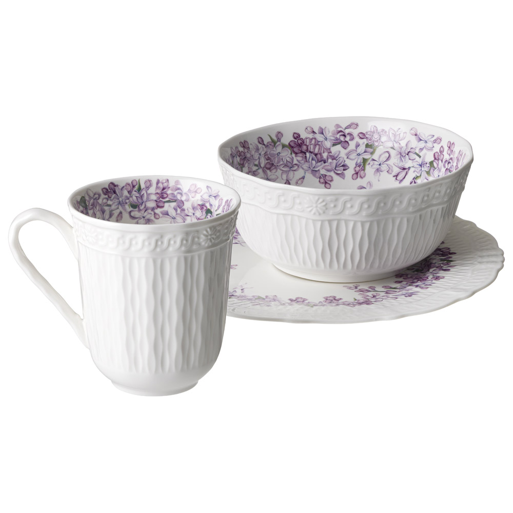 НАБОР ПОСУДЫ ОБЕДЕННЫЙ LEFARD "LILAC" 3 ПР. (КОР=8НАБ.)