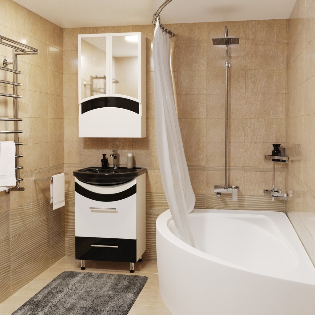 Тумба д/ванной "РАДУГА-52" (ОТДЕЛЬНО ПРИОБРЕТАЕТСЯ РАКОВИНА) черная под раковину Альфана-52 (ОК) (раковина в комплект не входит)