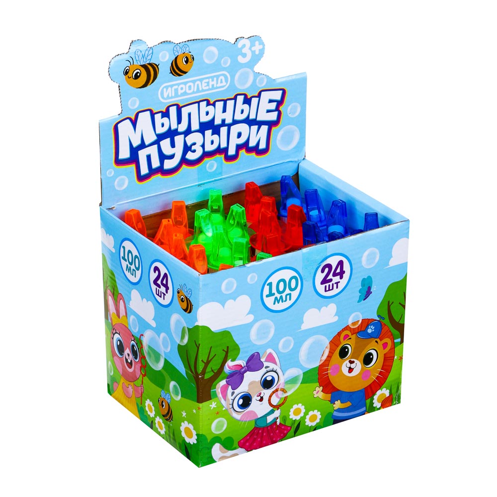 Пузыри мыльные в фигурной бутылке, 100мл,ABS,PVC, мыльный р-р, 13-14х5х3,5см, 4 цвета