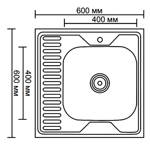 Мойка из нержавеющей стали накладная 60x60 см Ledeme L66060-R