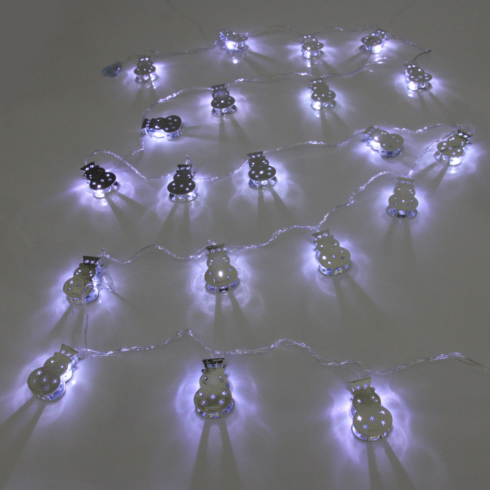 Гирлянда для дома "Серебряный снеговик" 4м 20 ламп LED, 3,7*6 см прозр.пров.,1 реж, IP-20, Белый (соединение)