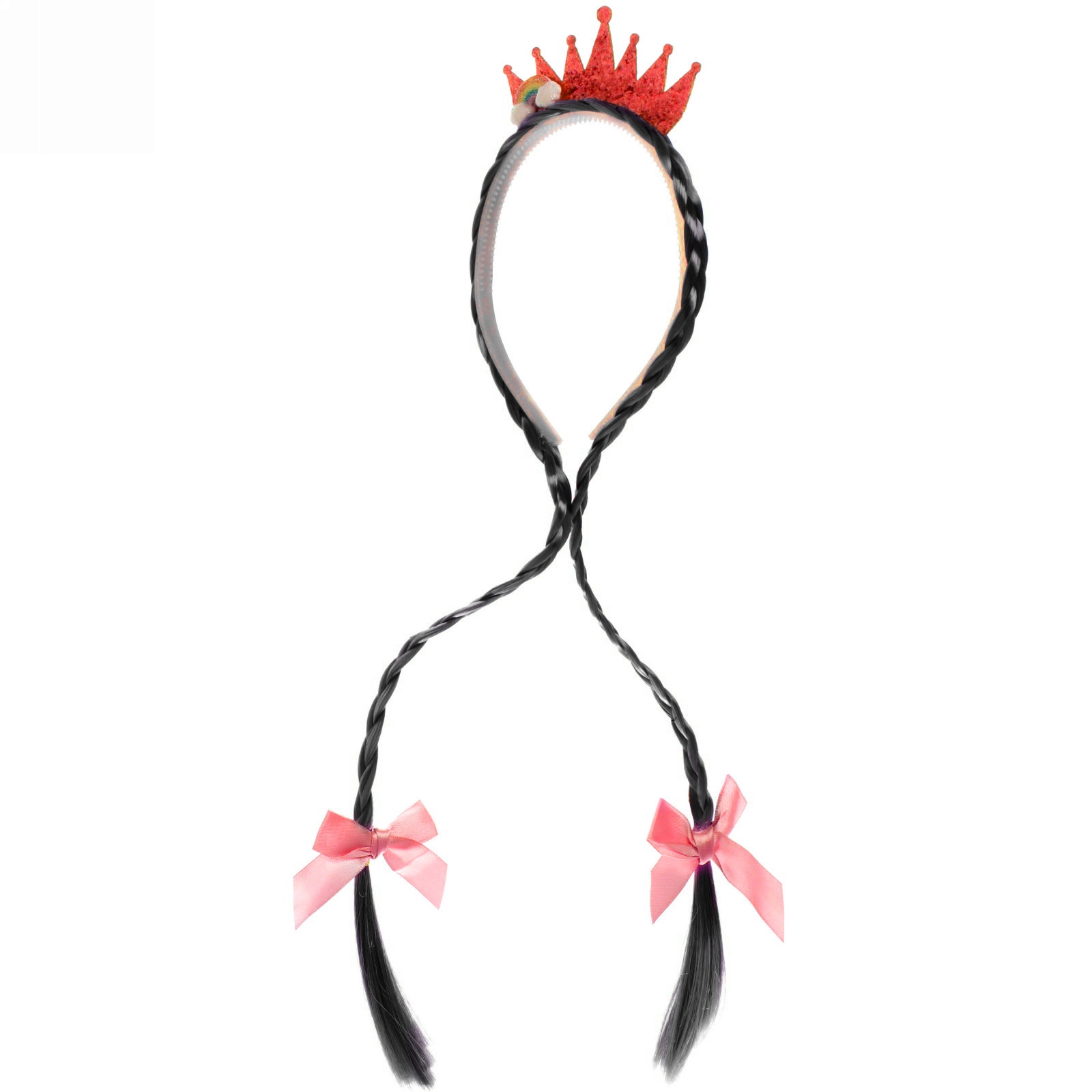 Ободок карнавальный с косами "Королева цветов" 46 см, микс