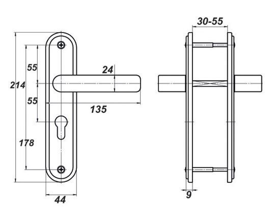 Балашиха НР 0801  для замков ЗВ4 401 /ЗВ4 402 мед.антик м/о 55мм Комплект ручек (10)