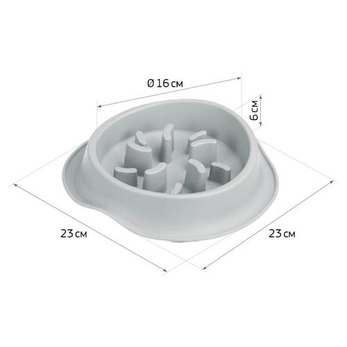 Миска для медленного кормления животных ФЛАФ, 0. 45 л, смоки, 1/