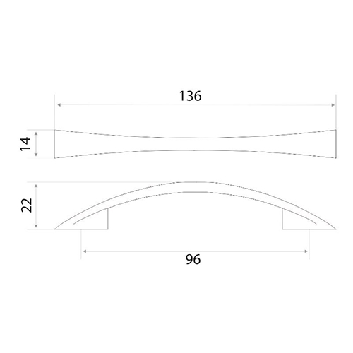 Ручка-скоба мебельная Trodos "ZY-7C Бабочка" 96мм сплав ЦАМ, 21гр, хром, хедер