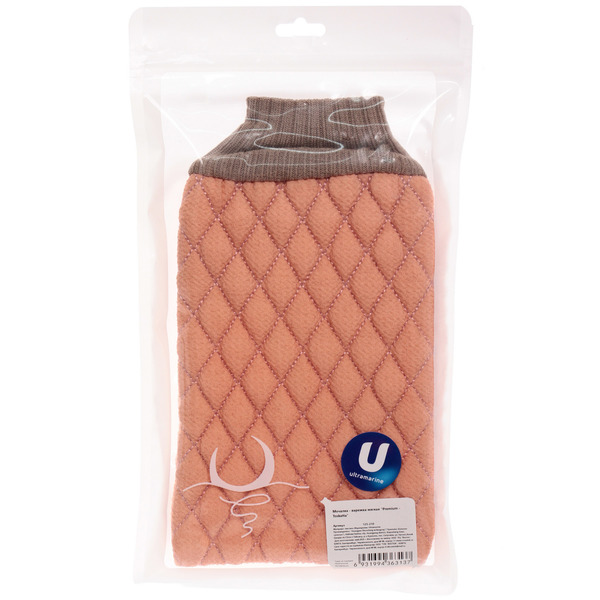 Мочалка - варежка мягкая "Premium - Toskatta", цвет капучино, 24*15см (ZIP пакет)