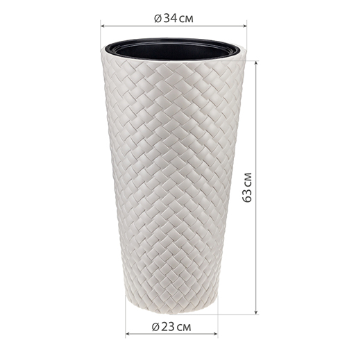 Кашпо 9/42 л IDEA РОТАНГ М 3407, 340 мм, 630 мм, со вставкой, кремовый