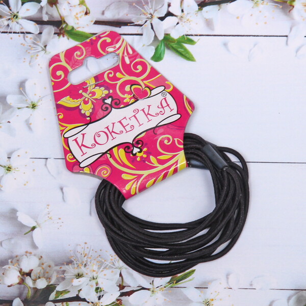 Резинки для волос 5шт "Кокетка", тройные, цвет черный, d-6см