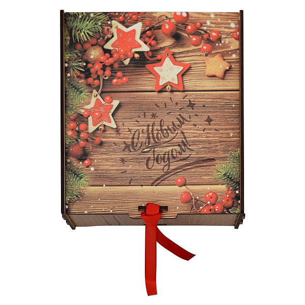 Шкатулка для чайных пакетиков и мелочей "С НОВЫМ ГОДОМ". Размер 18х15,5х7,5см.