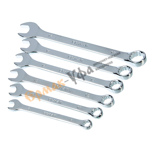 Ключ рожково-накидной набор 6пр ЕРМАК пластик полир, 8-17 мм, (736-096) (1/40)