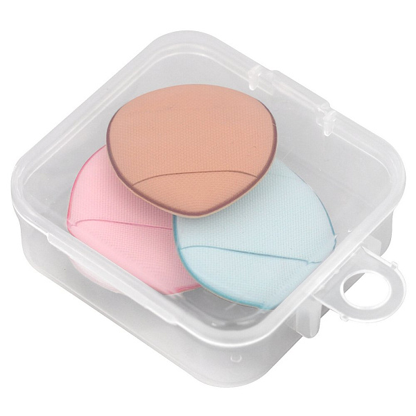 Набор спонжей для макияжа в контейнере "На пальчик" 3 шт. Размер: спонж 3х4см, контейнер 5х5,5х2см. 