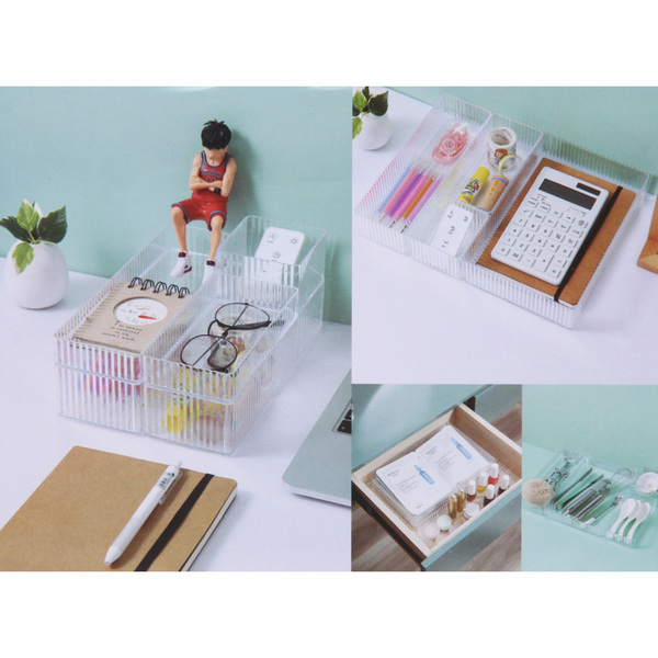 Органайзер - контейнер для хранения "ЭДЭЛЬ", прозрачный, два отделения, 25*17*5см 