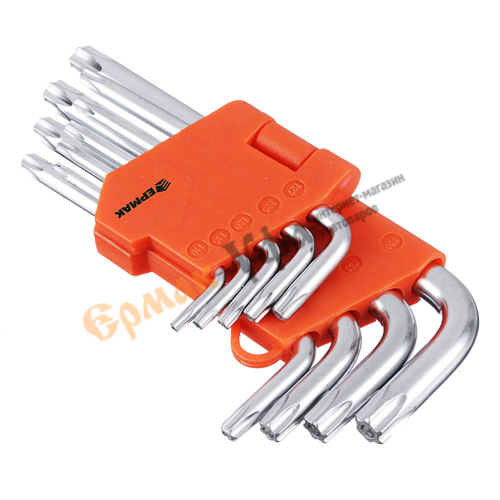 Ключ шестигранный набор 9пр TORX (50х3мм-125х9мм) ЕРМАК (1/12/72)