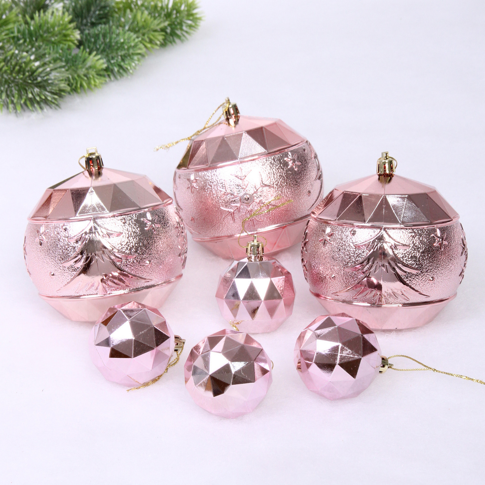 Набор шаров "Miracle" 10 см + 5 см (15 предметов), Розовое золото