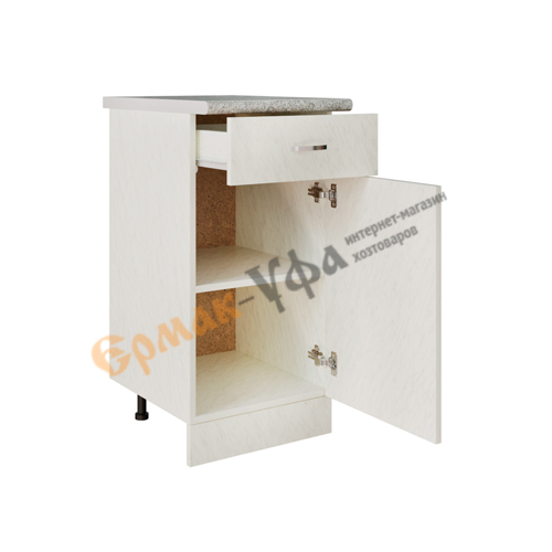 Стол разделочный 40 ЛДСП, белый мрамор, 1 ящик, 1/1