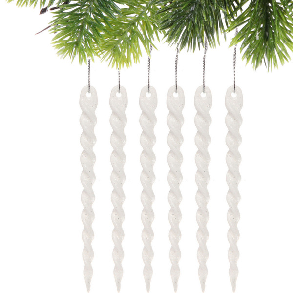 Подвеска "Волшебная сосулька" 13 см (набор 6 шт), Белый