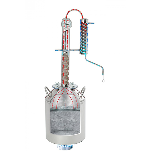 Дистиллятор бытовой, самогонный аппарат, 12,0л АЛКОВАР КРЕПЫШ + термометр