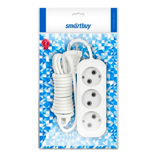 Удлинитель Smartbuy, 3 гнезда 15 метров 10А/2,2кВт без заземления ПВС 2х1,0 (SBE-10-3-15-N)/12